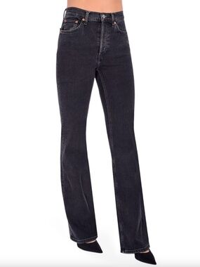 RE/DONE High Rise Bootcut Jeans in Broken Black